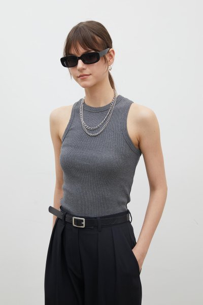 FİTİLLİ SIFIR KOL BODY GRİ MELANJ 