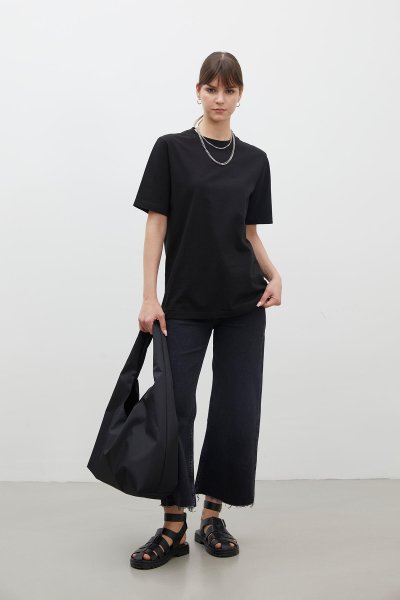 SHORT SLEEVE FIT COTTON TSHIRT BLACK 