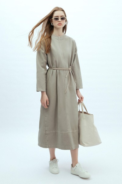 OVERSIZE DENİM ELBİSE TAŞ 