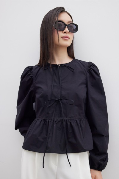 BAĞLAMALI PREMIUM BLUZ SİYAH