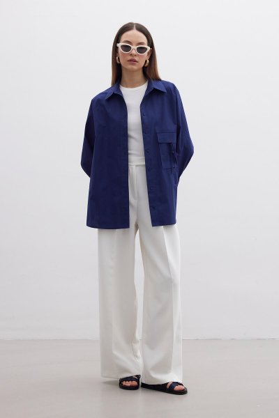 POCKET LINING DETAIL SHIRT NAVY BLUE 