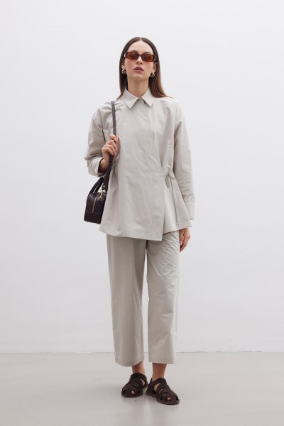 DOUBLE-BREASTED CLOSURE PREMIUM SHIRT STONE 