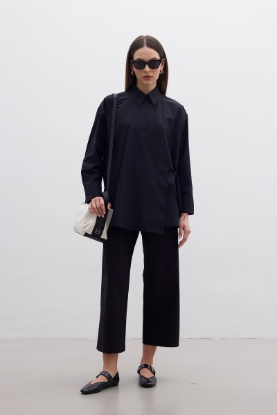 DOUBLE-BREASTED CLOSURE PREMIUM SHIRT BLACK 