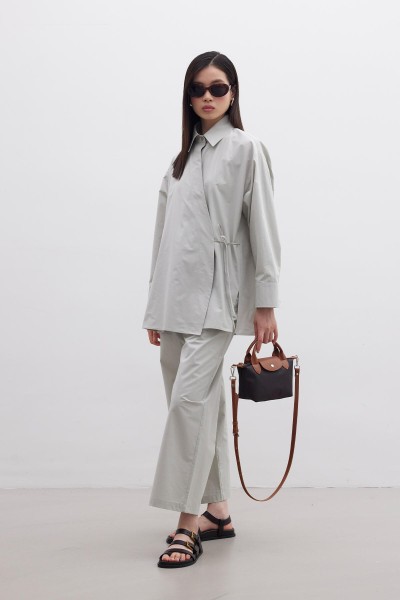 DOUBLE-BREASTED CLOSURE PREMIUM SHIRT GREEN 