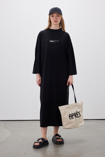 OVERSIZE LONG COMFORTABLE DRESS SELECTED BLACK 