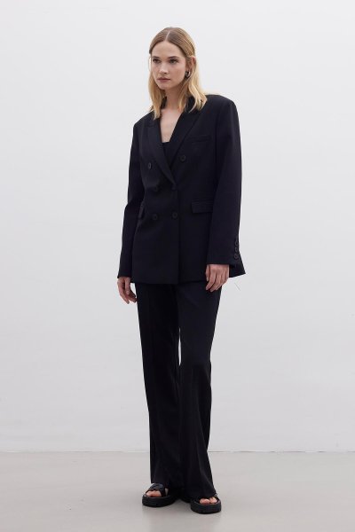 FLARE CUT FIT TROUSERS BLACK 