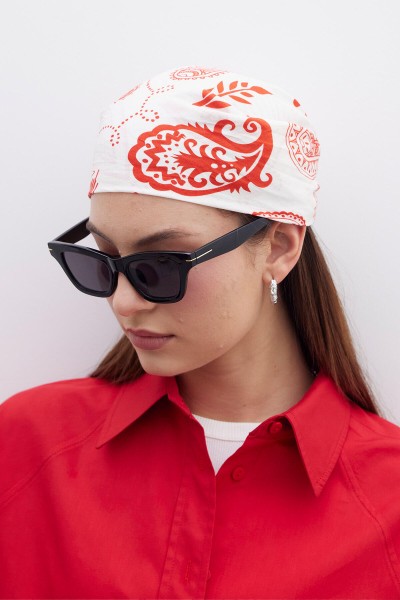 DESENLİ PAMUKLU FULAR PAISLEY-KIRMIZI 