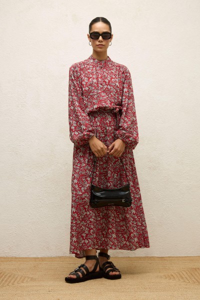 VİSKON DESENLİ ELBİSE ETHNIC 