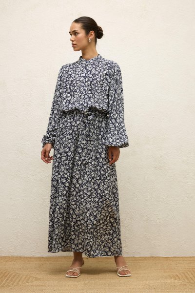 VİSKON DESENLİ ELBİSE FLORAL 