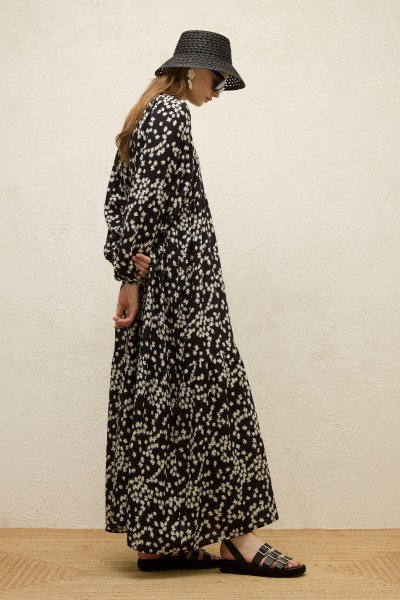 VISCOSE BALLOON SLEEVE DRESS DAISY 