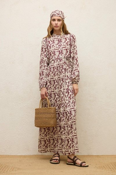 VISCOSE BALLOON SLEEVE DRESS SAGE 