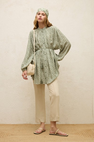 VİSKON DESENLİ TUNİK ROSE MINT 