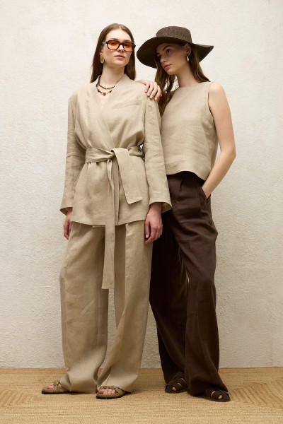 KETEN  KRUVAZE BLAZER CEKET KUM 