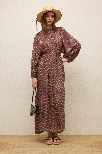 VISCOSE BALLOON SLEEVE DRESS FRESH FLOWER 