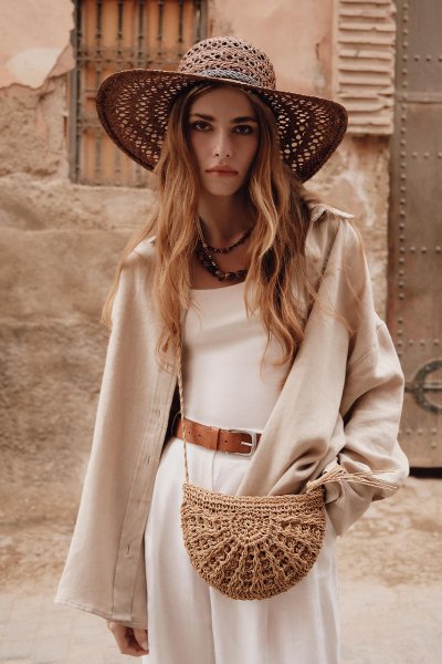 PATTERNED STRAW MINI BAG NATURAL 