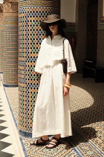 BOL KESİM KETEN ETEK EKRU 