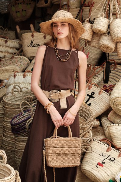 DOUBLE STRAP STRAW MINI BAG NATURAL 