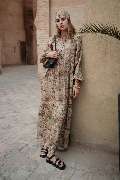 VISCOSE BALLOON SLEEVE DRESS VINTAGE 