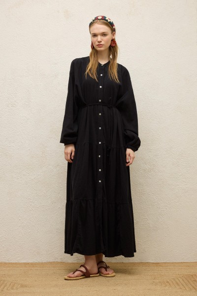 PAMUKLU OVERSIZE FORM ELBİSE SİYAH 