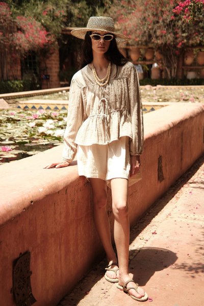 MUSLIN COZY SHORTS ECRU 