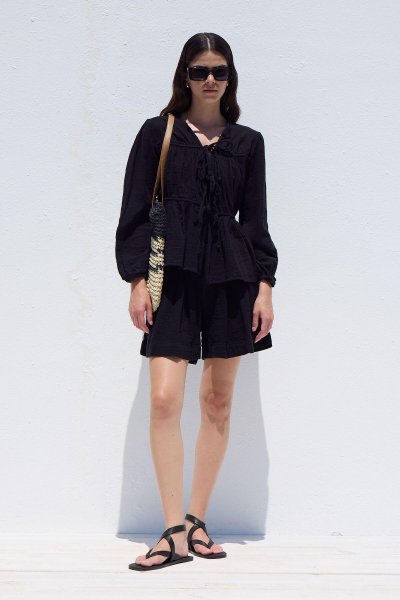 MUSLIN COZY SHORTS BLACK 