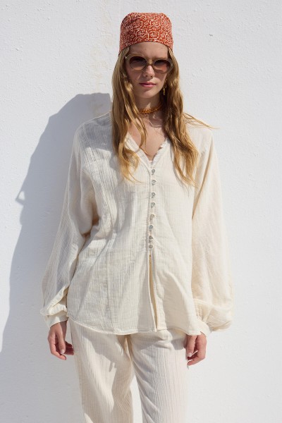MUSLIN BUTTONED SHIRT ECRU 