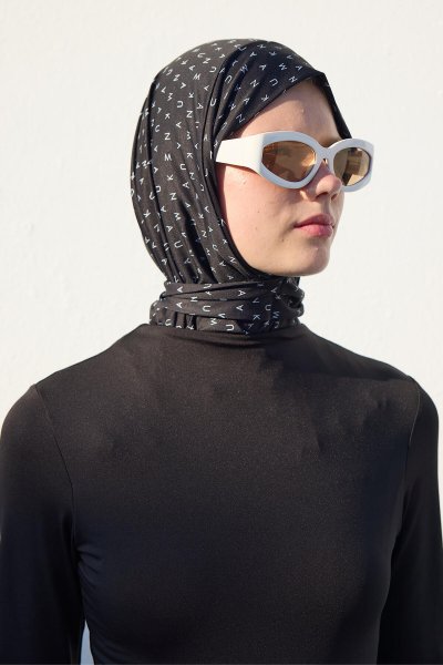 TIE-UP SWIMSUIT BONNET LOGO PATTERN 