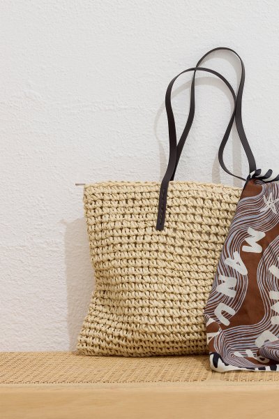 STRAW SHOULDER BAG BEIGE 