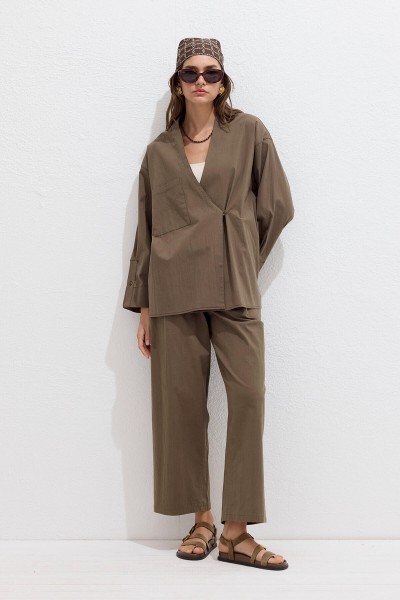 PAMUKLU PREMİUM PİLELİ PANTOLON KAHVERENGİ 