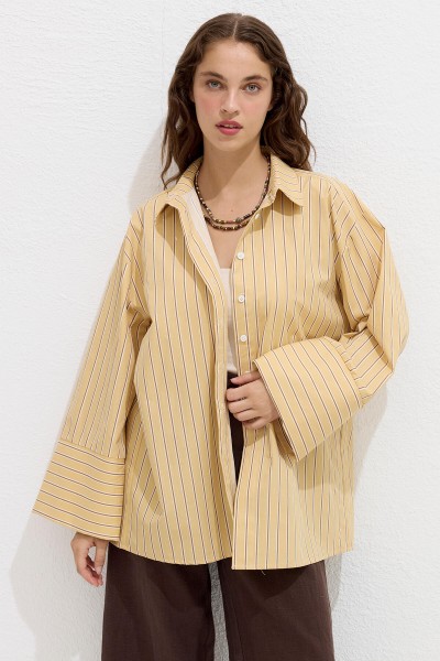 STRIPED COTTON SHIRT YELLOW STRIPED 