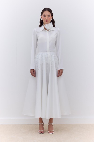 PEARL FLAT EVENING DRESS SKIRT ECRU 