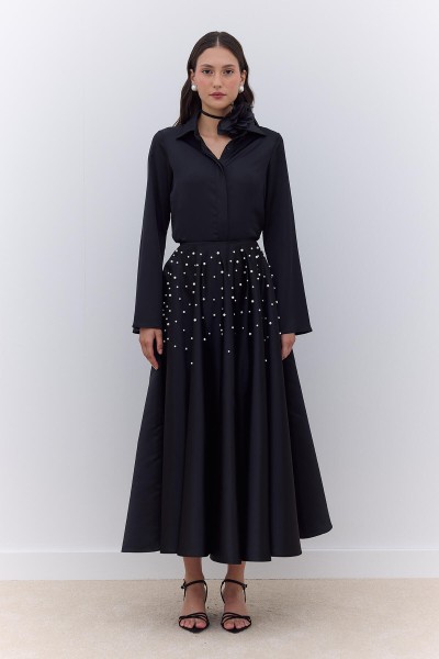 PEARL FLAT EVENING DRESS SKIRT BLACK 