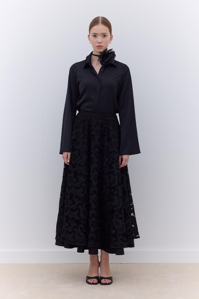 SATEN FIT KESİM GÖMLEK SİYAH 