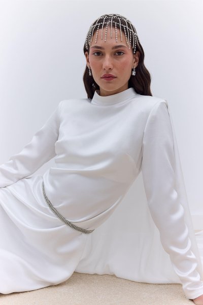 CAPE EVENING DRESS ECRU | Manuka 