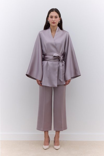 SATEN DÜZ PAÇA PANTOLON VİZON 