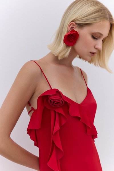 ROSALIE STRAP EVENING DRESS RED 