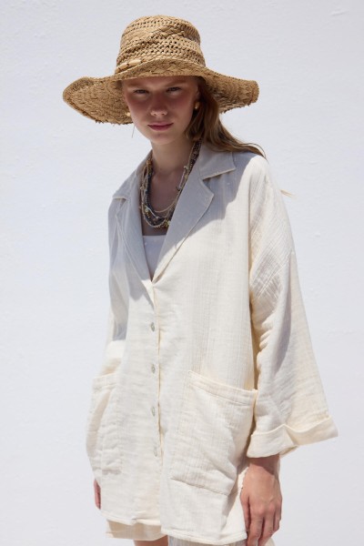 JACKET COLLAR SHIRT ECRU 