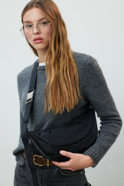 LEXA METAL BUCKLE CROSSBODY BAG BLACK 