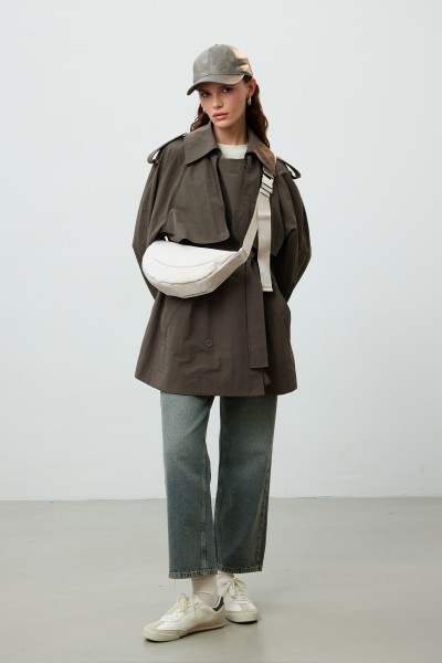 LISBON OVERSIZED SHORT TRENCH COAT MINK 