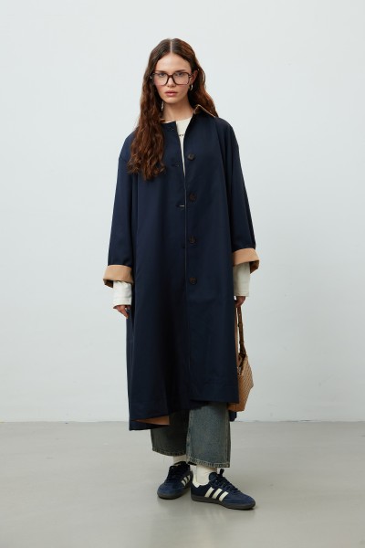 MILANO OVERSIZE TRENCH COAT NAVY BLUE 