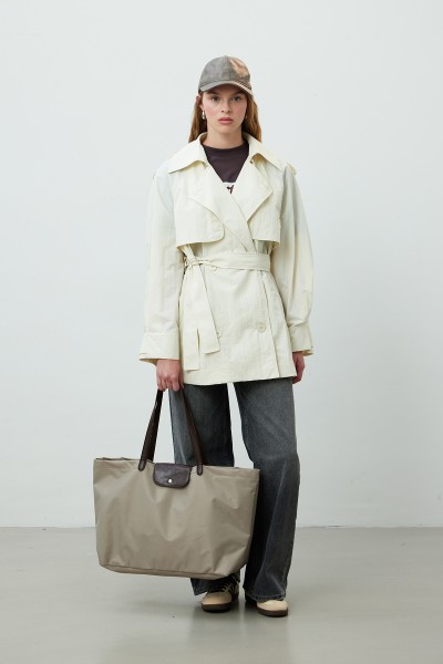 LISBON OVERSIZE SHORT TRENCH COAT VANILLA 
