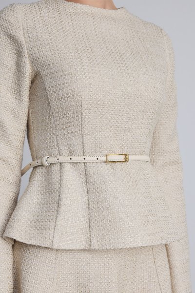 THIN BELT WITH RECTANGULAR BUCKLE BEIGE 