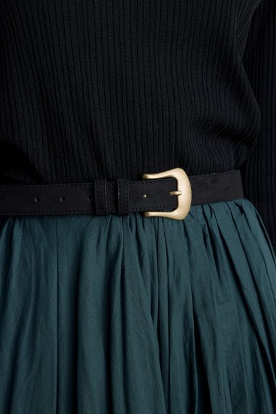 SUEDE LEATHER BUCKLE BELT BLACK 