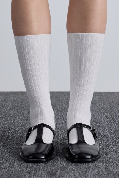 RUBED LONG SOCKS ECRU 