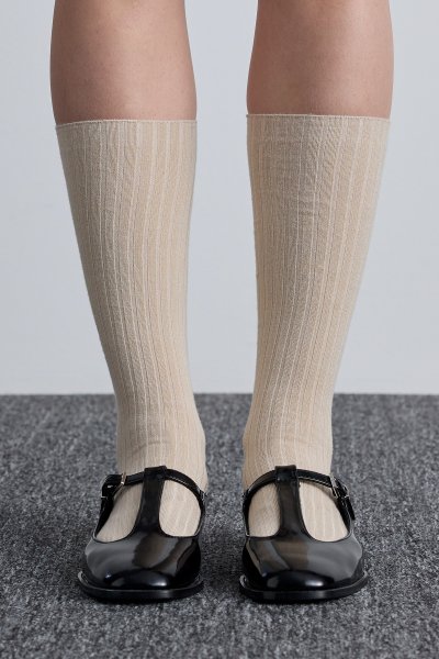 RUBED LONG SOCKS BEIGE 