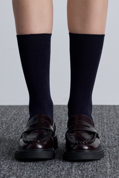 RUBED LONG SOCKS NAVY BLUE 