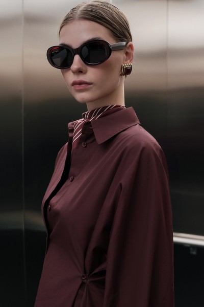 DESENLİ SATEN BOYUN FULARI CLASSIC- BORDO 