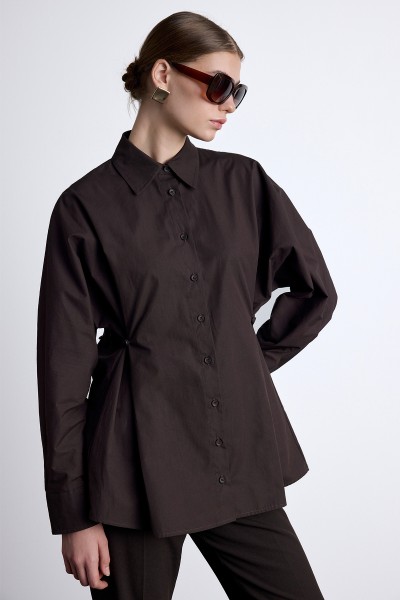 WAIST ADJUSTMENT SHIRT BROWN 