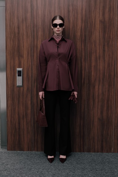 WAIST ADJUSTMENT SHIRT CLARET RED 