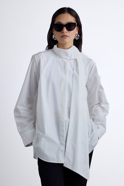 SCARF DETAILED PREMIUM SHIRT ECRU 